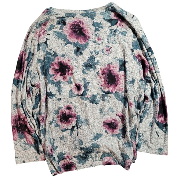 Simply Vera Vera Wang Womens XL Floral Print Twist Front Long Sleeve Top - Picture 2 of 5